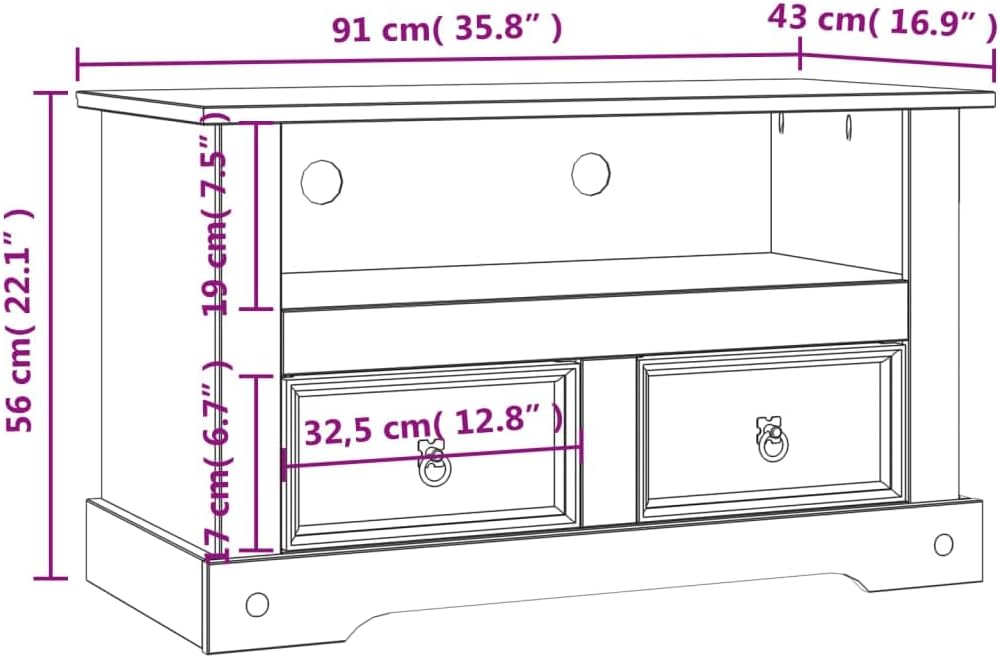 35.8"x16.9"x22" Retro TV Stand O856