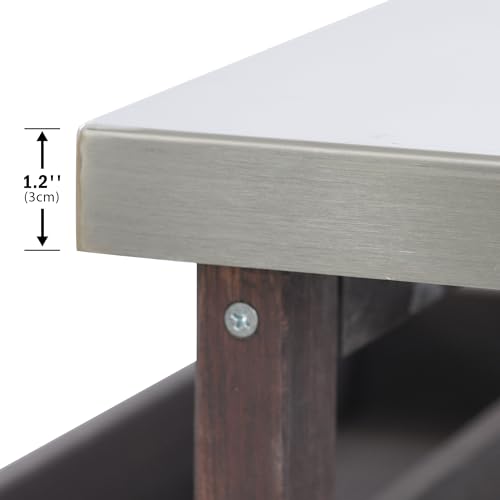 Natural Solid Wood Outdoor Kitchen Island with Stainless Steel Top S30226