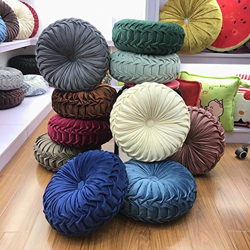 Burgundy Velvet Pleated Circle Floor Pillow M432785