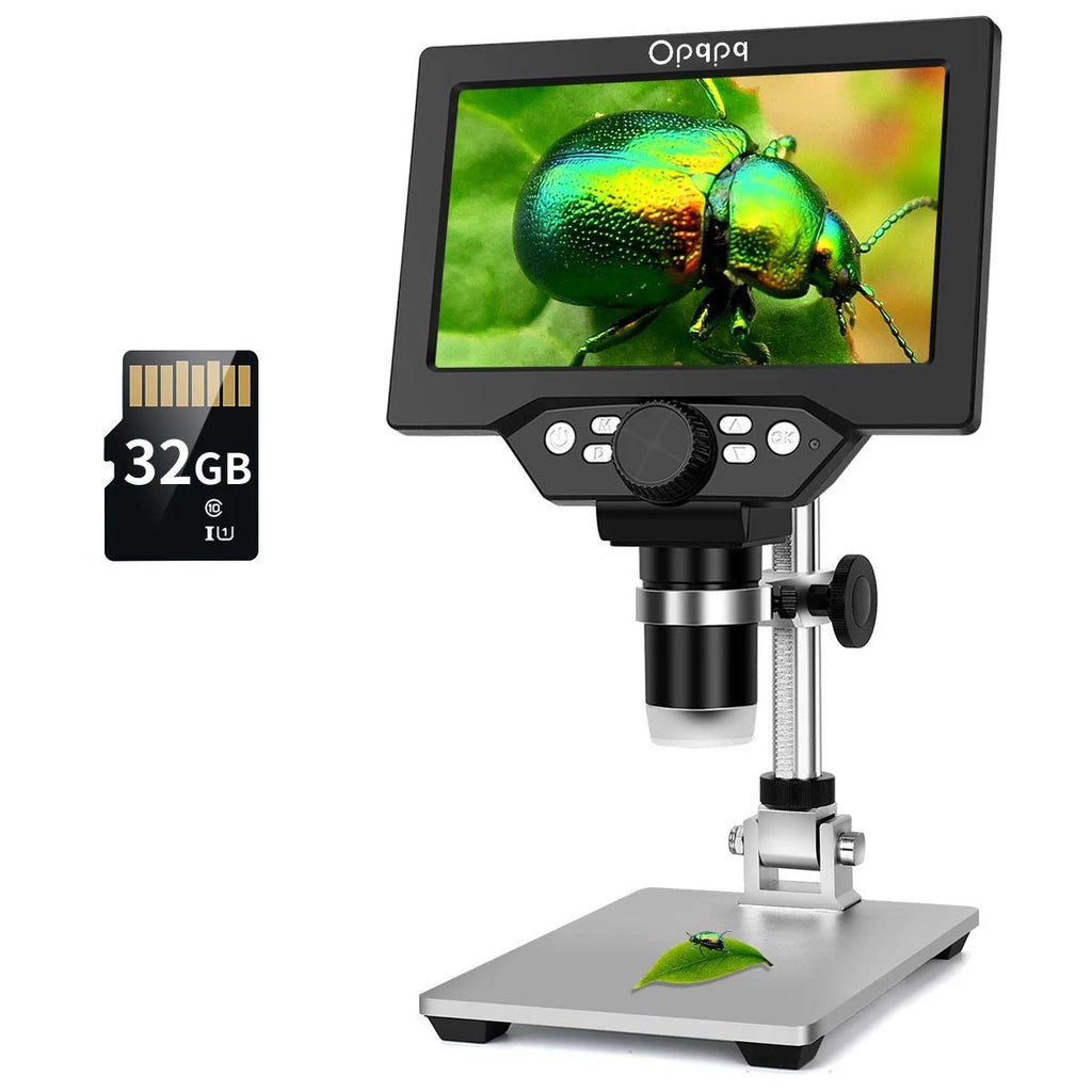 7" LCD Digital Microscope, 1200X Coin Microscope with 32GB Card, 12MP Camera, LED Fill Lights, Wired Remote O621
