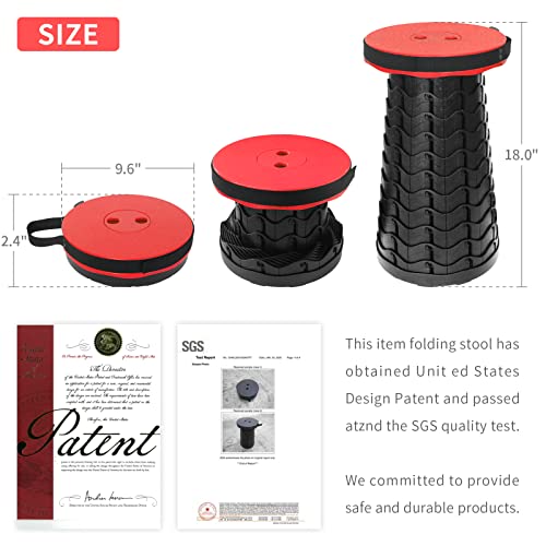 Portable Collapsible Telescoping Stool Lightweight Max Load 400lbs Retractable Folding Stool (red) R640