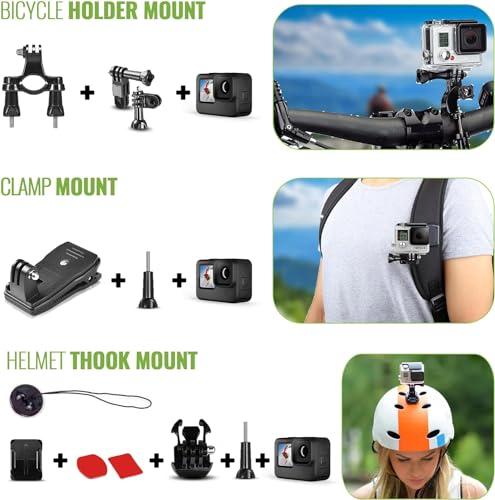 64GB Action Camera with 50 Piece Accessory Kit L47110