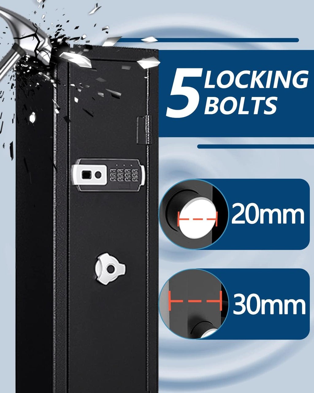 5-6 Gun Rifle Safe with Handgun Lock Box and Removable Shelf N355