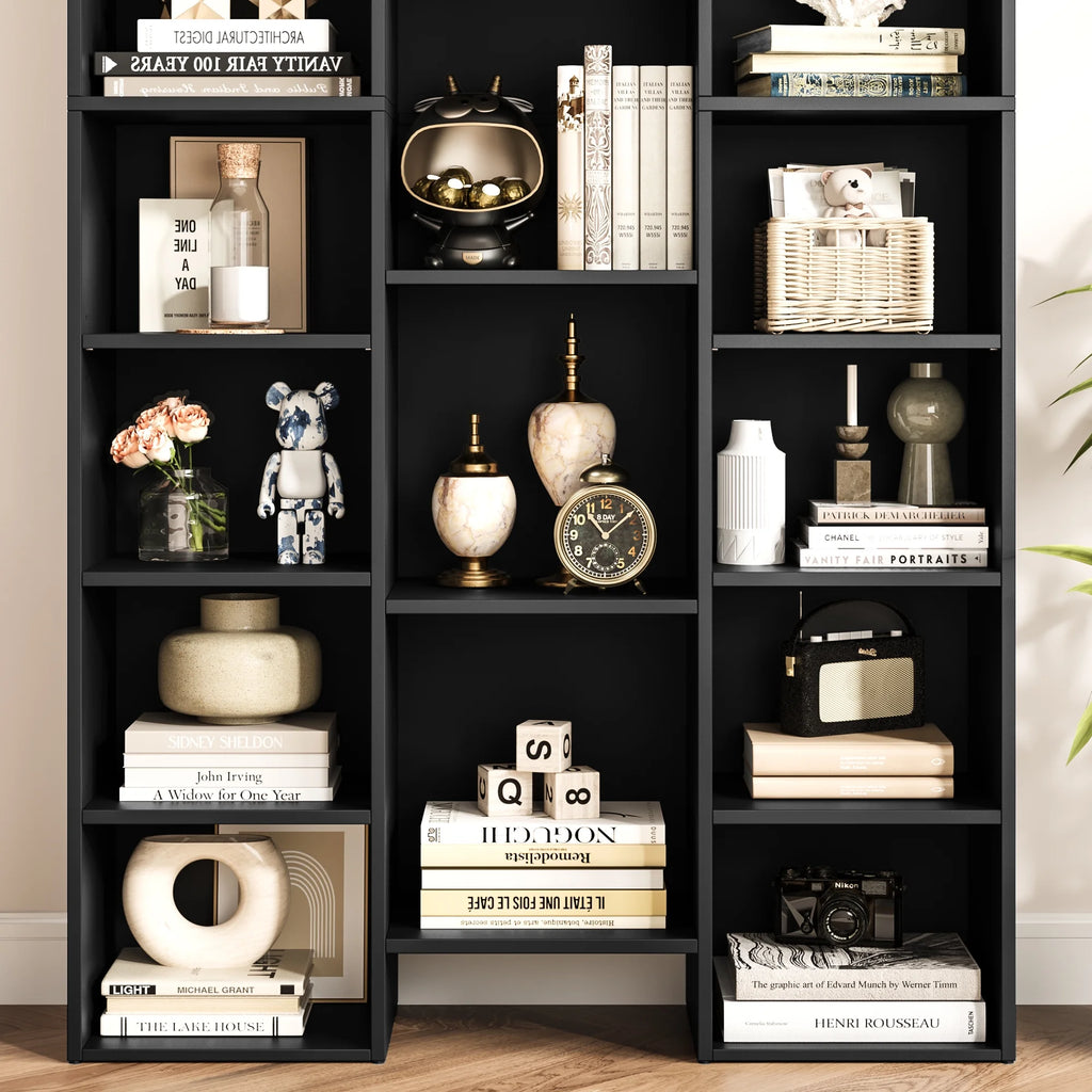 Black 21-Cube Bookcase with Adjustable Shelves X50423