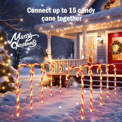 20 Packs Solar Candy Cane Lights Outdoor Pathway, 8 Modes LED Candy Cane Decorations K9656