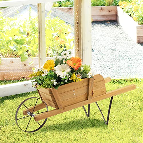 Red Wood Wagon Planter with 9 Magnetic Accessories M132576