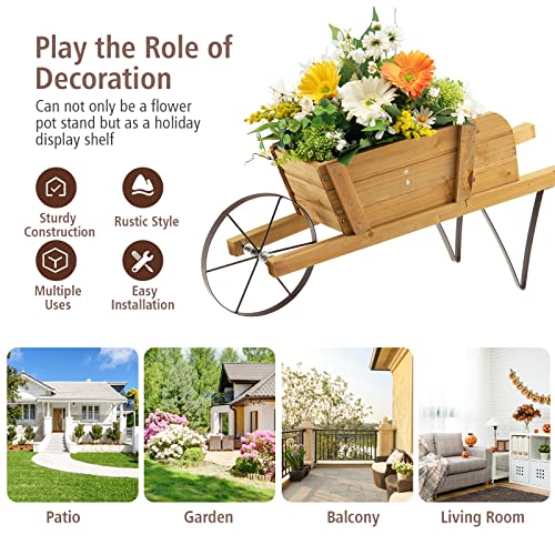 Red Wood Wagon Planter with 9 Magnetic Accessories M132576