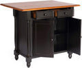 Antique Black Expandable Kitchen Island with Cherry Drop Leaf Top G1197
