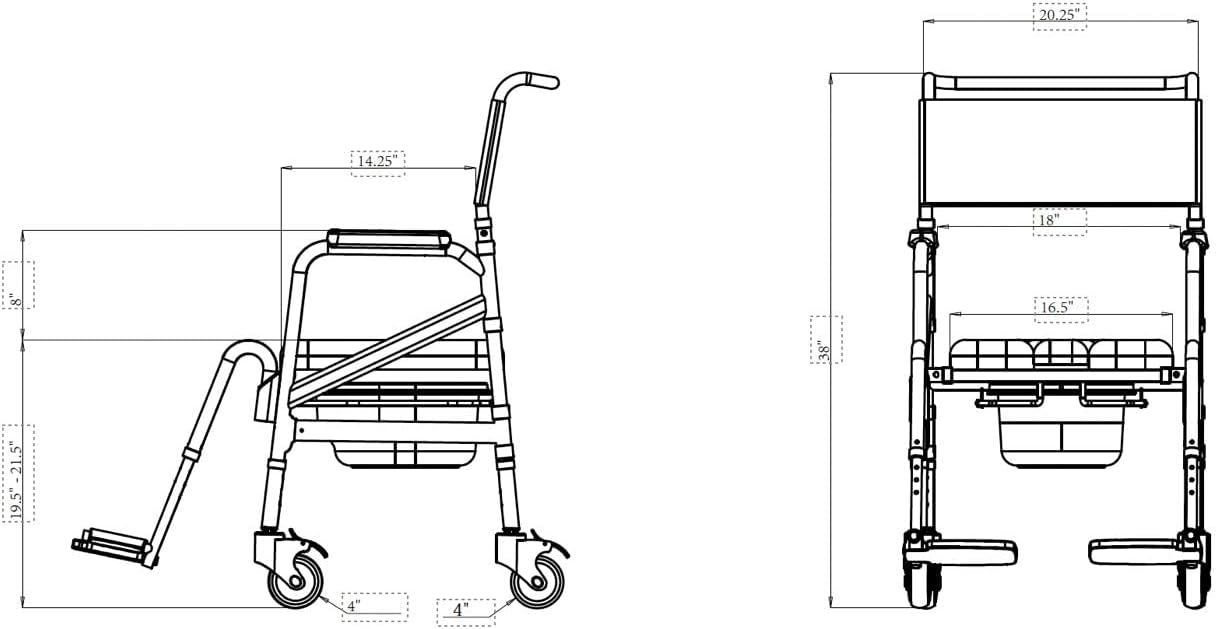Lightweight Aluminum Folding Rolling Shower Chair with Wheels N195235