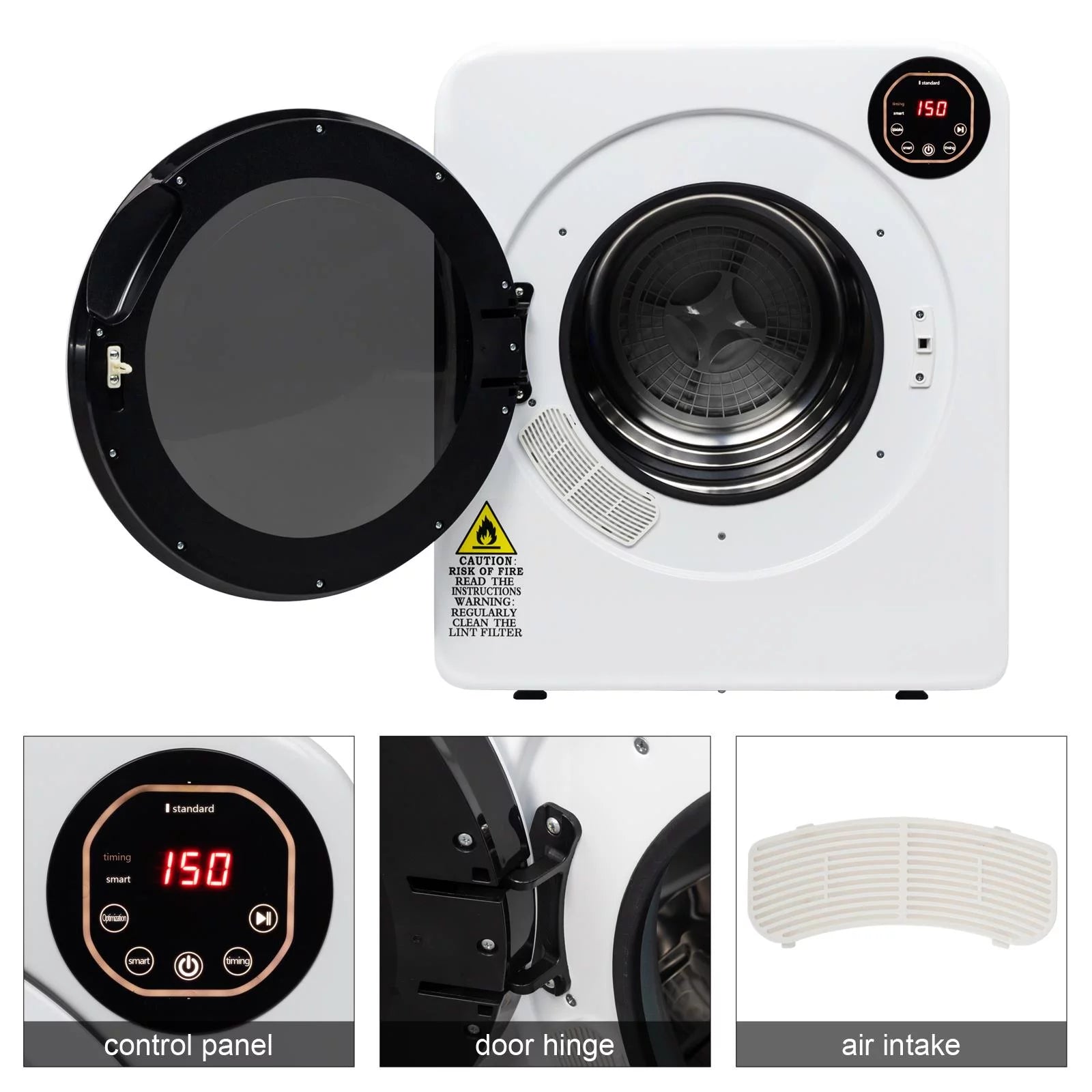 White 3.5 Cu.Ft Stainless Steel Compact Electric Clothes Dryer K354644