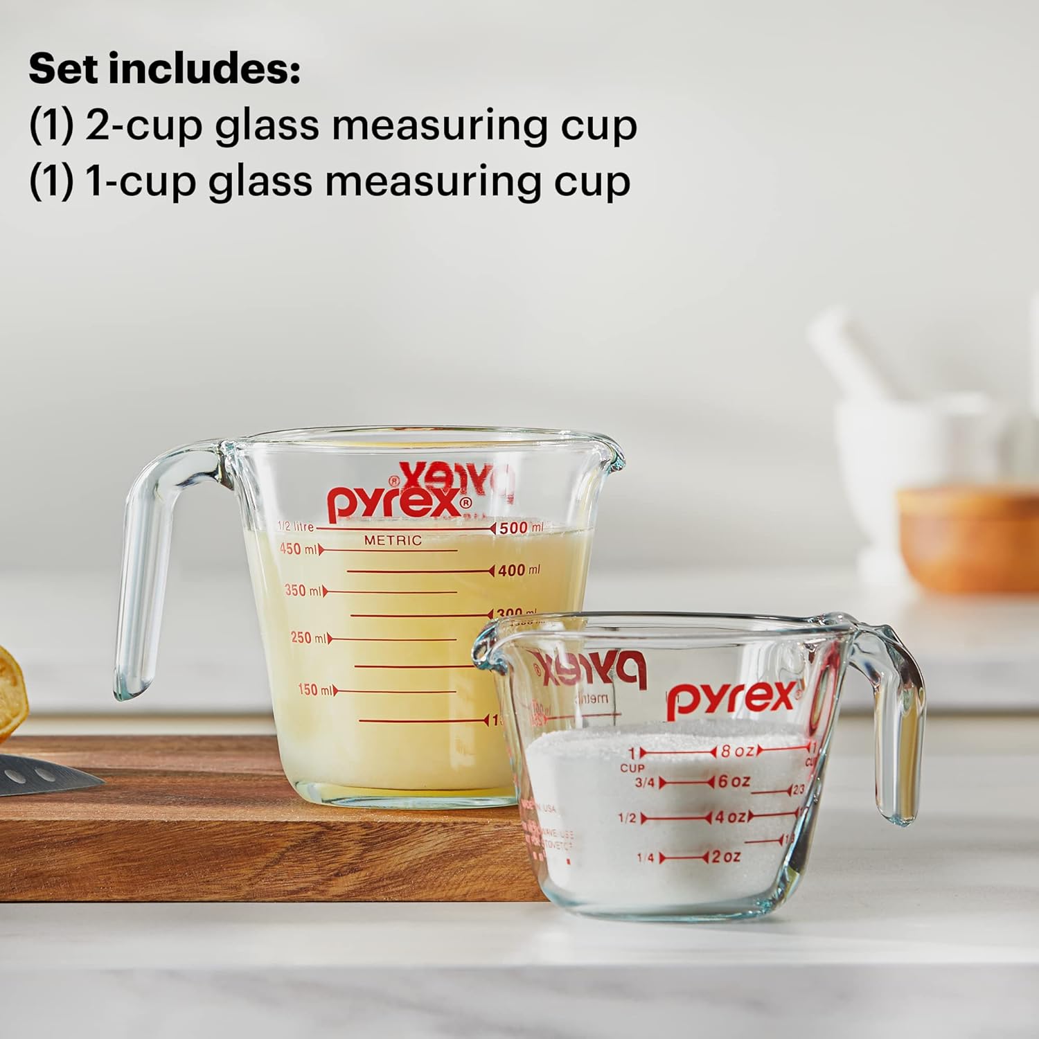 2 Piece Glass Measuring Cup Set D867