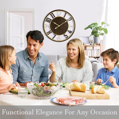 Brown 24-Inch Wooden Analog Wall Clock K737