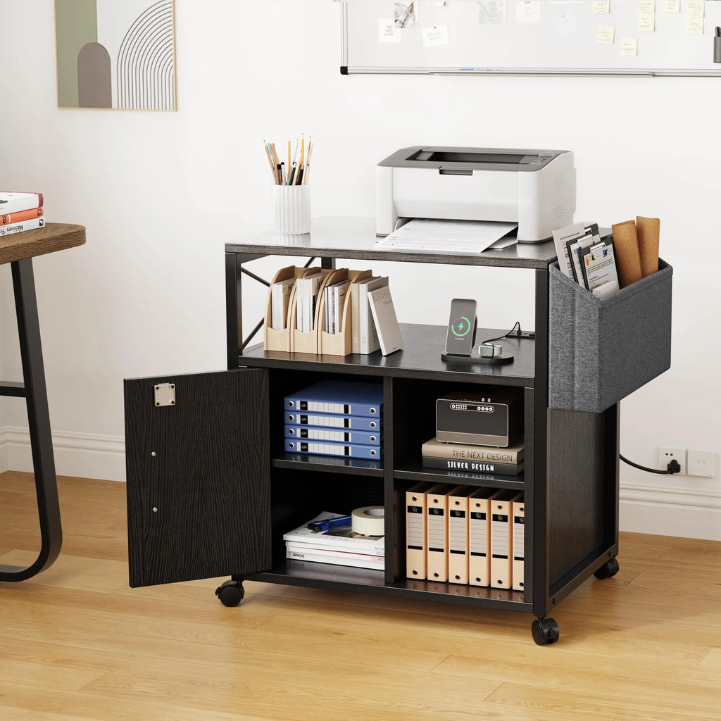 Black Lateral File Cabinet with Charging Station X690545