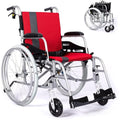 Red Lightweight Self Propelled Wheelchair with Travel Bag and Cushion B6146