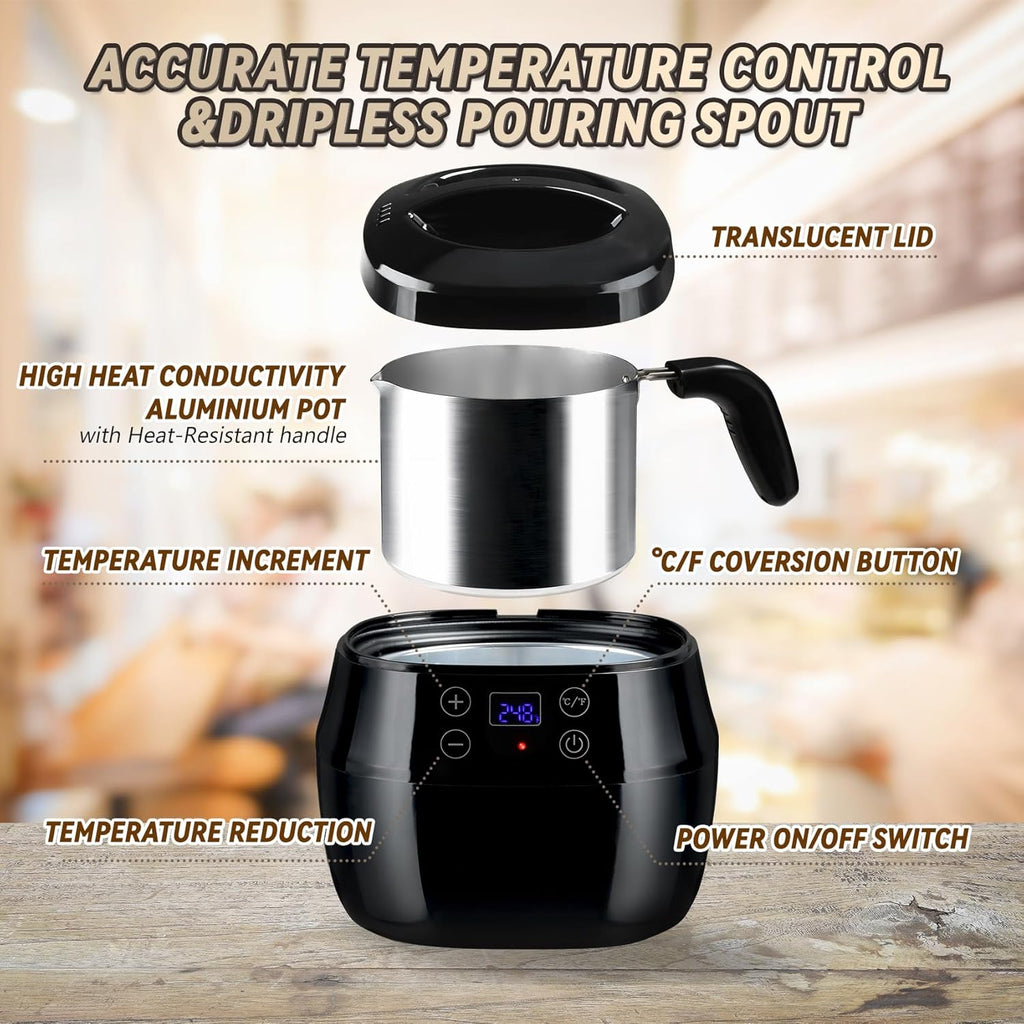 1L 200W Aluminum Wax Melting Pot with Touch Screen Digital Temperature Display K243