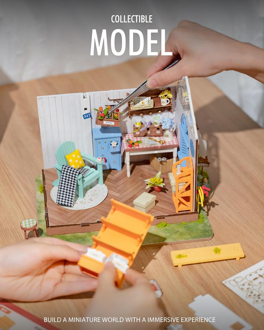 9.6" DIY Miniature Dollhouse Kit with LED X80637