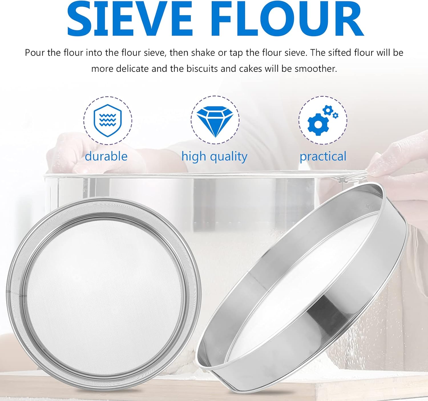 4pcs plastic flour sifter with Stainless steel Mesh N1153