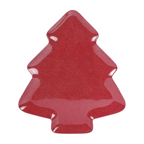 Red 16 x 14 Inch Christmas Tree Shaped Melamine Serving Platter Y1499