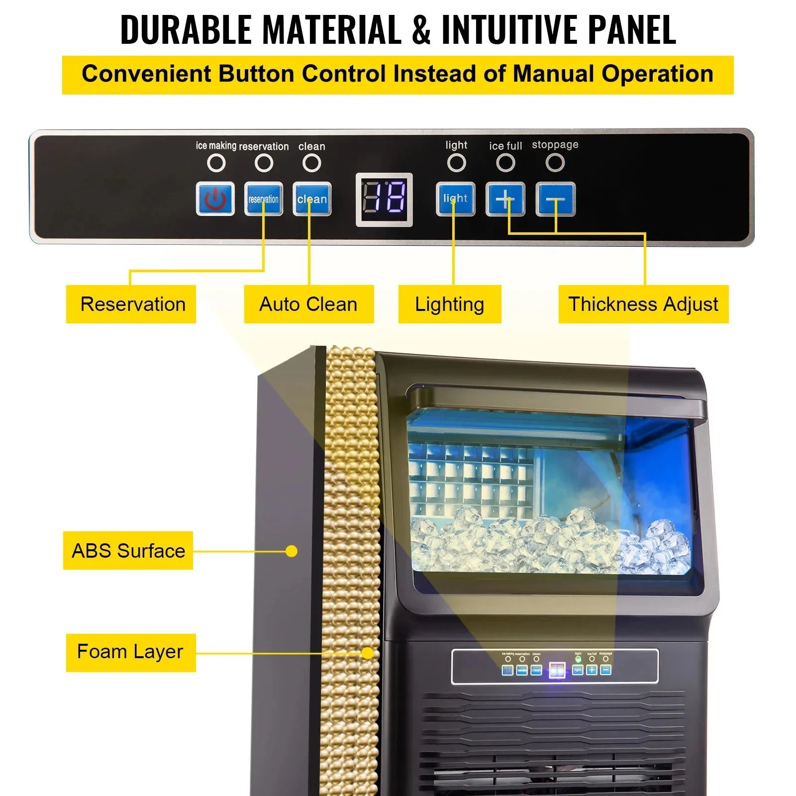 Commercial Ice Maker 30KG/24H Countertop Automatic Built-in Cube Ice Generator 350W X730