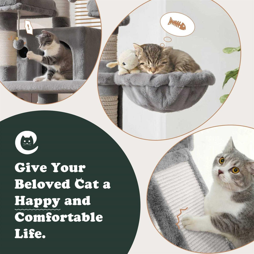 68 Inch Cat Tower Multi-Level Cat Tree with Scratching Posts B80691