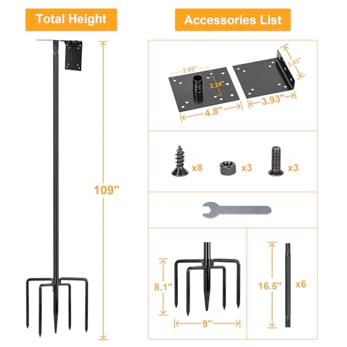 Heavy Duty Bird Feeder Pole with 5-Prong Base Y50246