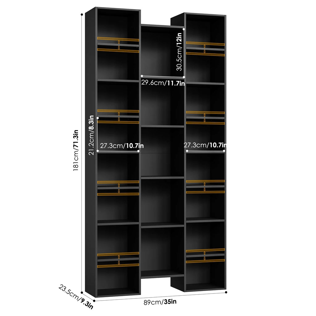 Black 21-Cube Bookcase with Adjustable Shelves X50423