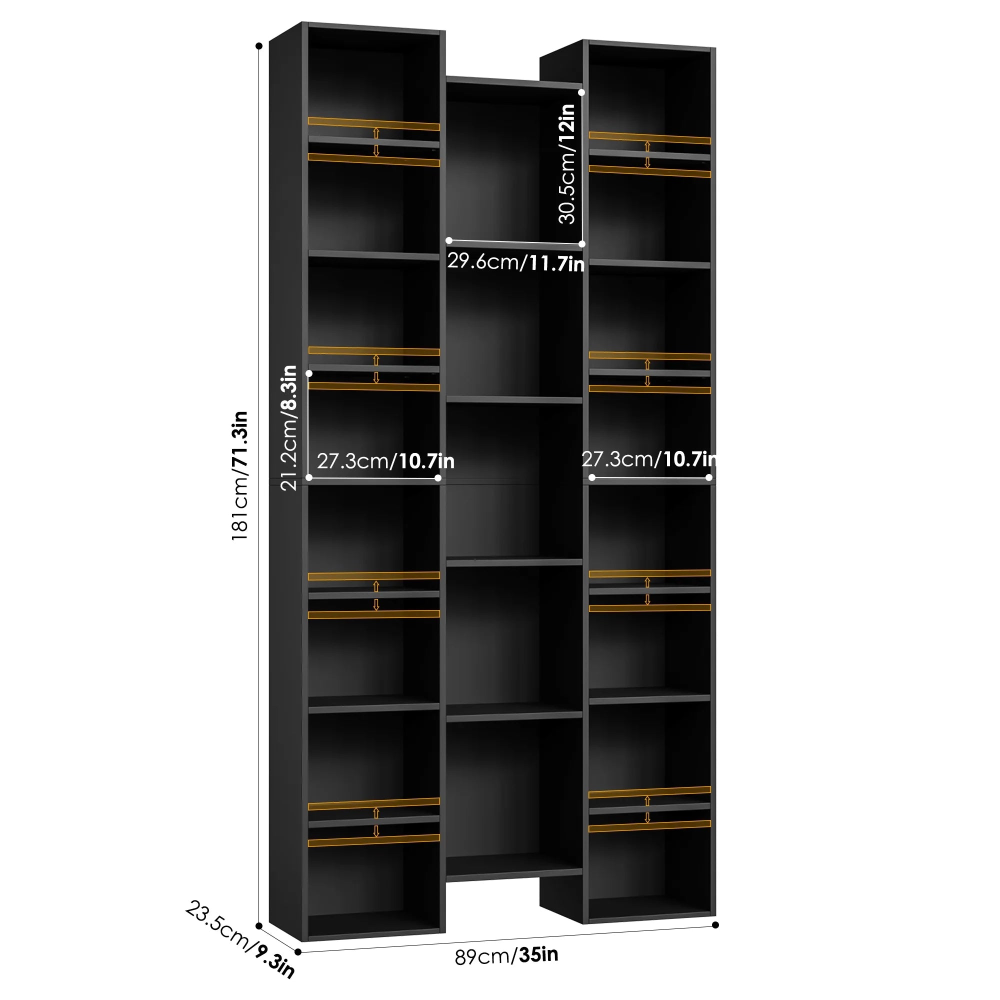 Black 21-Cube Bookcase with Adjustable Shelves X50423
