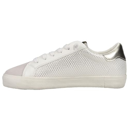 Gold Grey White Snake Lace Up Sneakers U128086