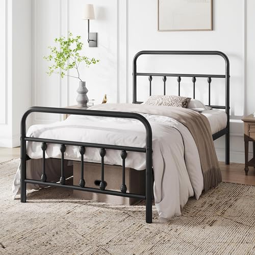 Black Full Size Metal Platform Bed Frame with Headboard B475177