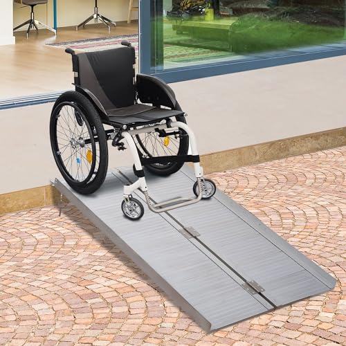 Foldable Aluminum Wheelchair Ramp 6FT with Non-Slip Surface C1657