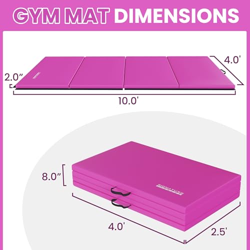 10ft x 4ft Four Fold Folding Exercise Mat with Carrying Handles, 2-inch Thick T332329