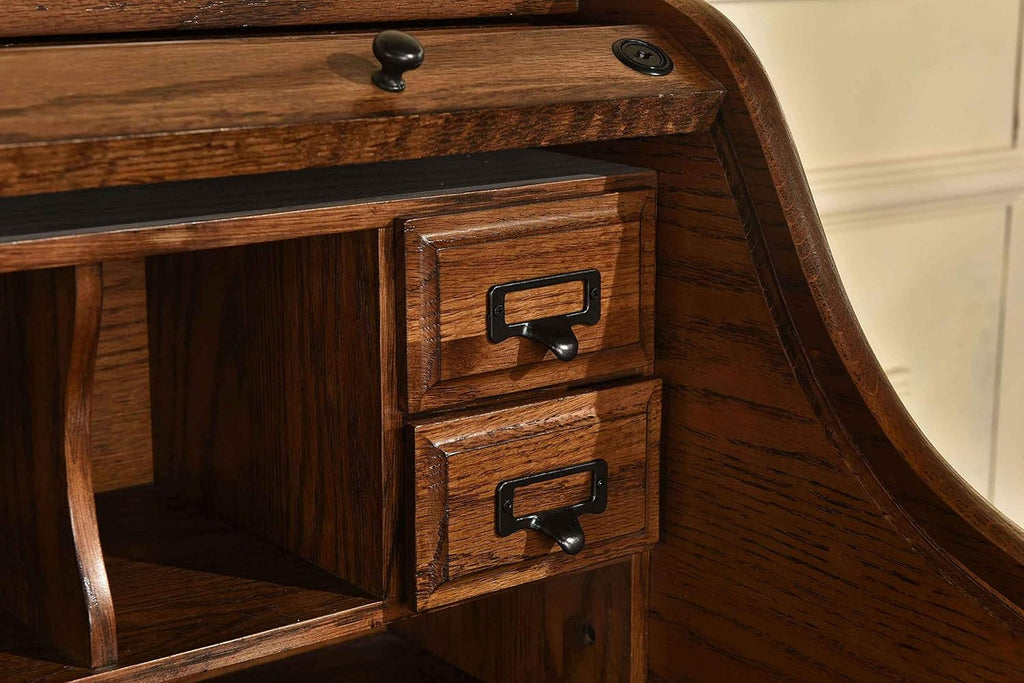 Solid Oak Wood Mini Roll Top Desk P77840