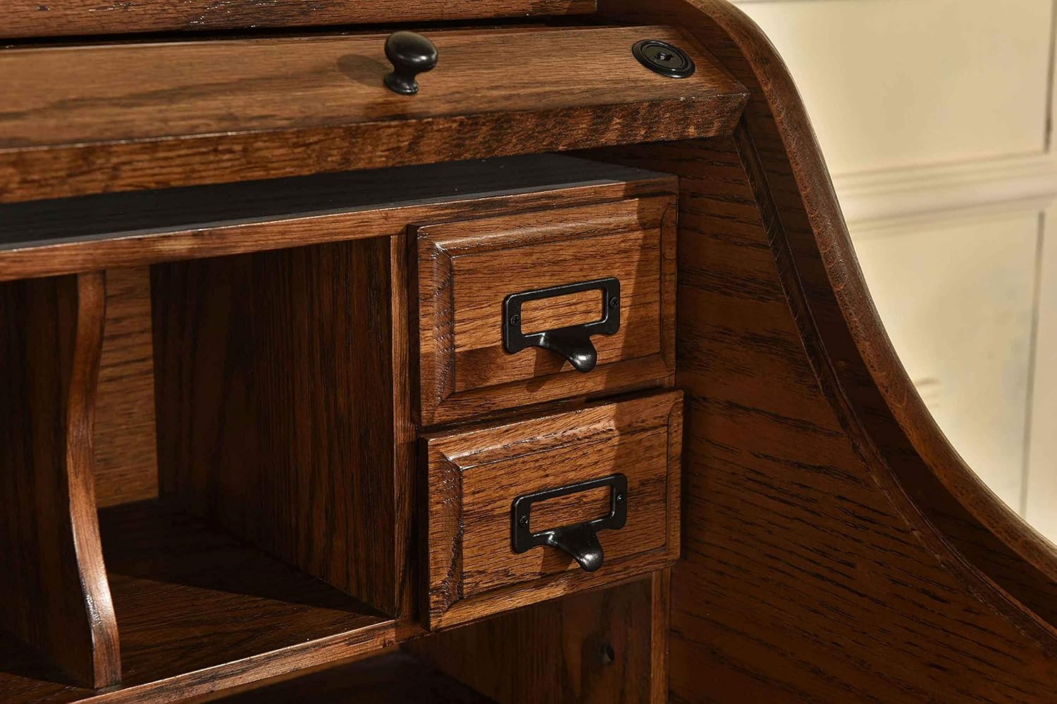 Solid Oak Wood Mini Roll Top Desk P77840