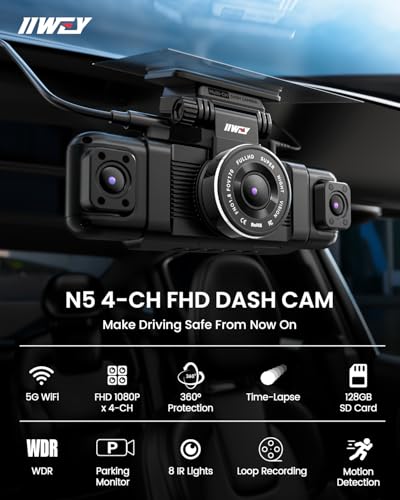 4 Channel Dash Cam 360° View 1080P with 128GB SD Card S746