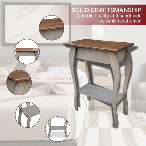 Mocha Wooden End Table with 2-Tiered Shelves C6603