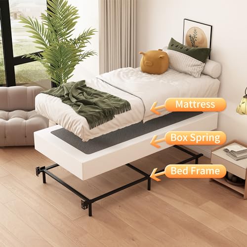 Black 9 Inch Metal Queen Box Spring with Fabric Cover L941355