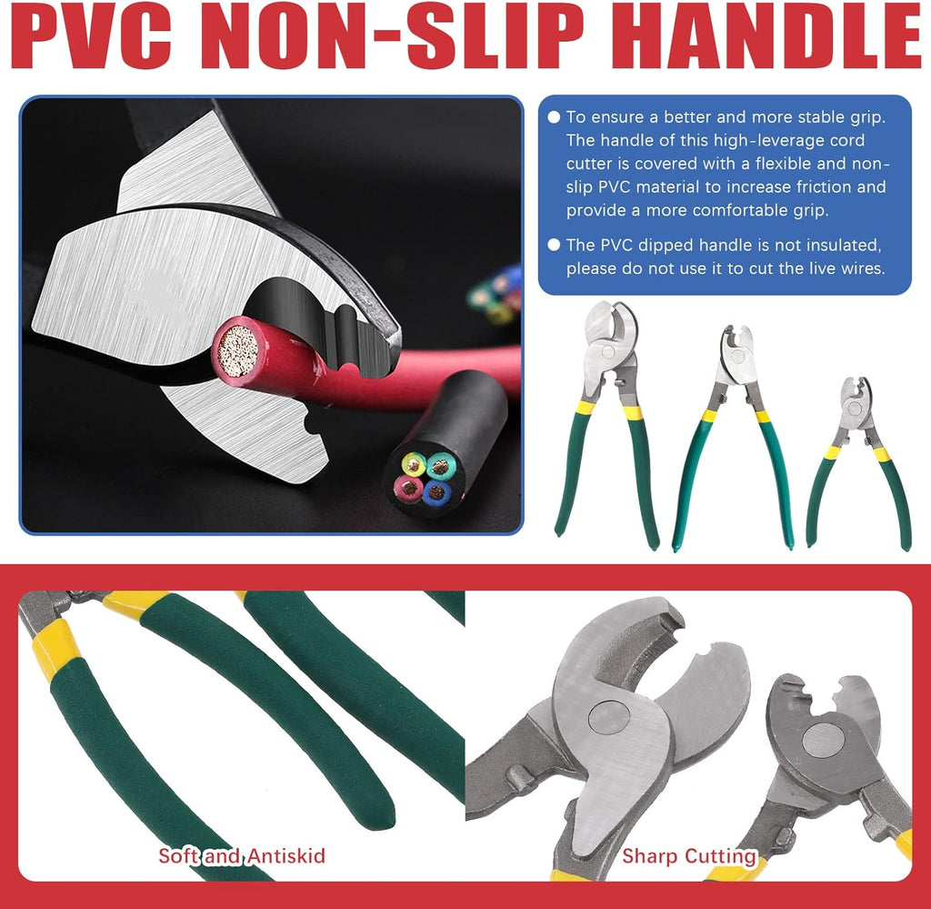 4Pcs 6 8 10 Inch Stainless Steel Cable Cutters with Storage Pouch T120