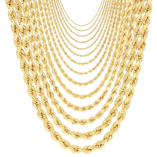 10K Yellow Gold Solid Rope Diamond Cut Chain Necklace N86162