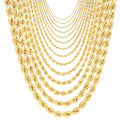 10K Yellow Gold Solid Rope Diamond Cut Chain Necklace N86162