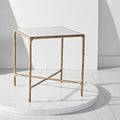 Brass Metal Tempered Glass Top Square End Table A867662