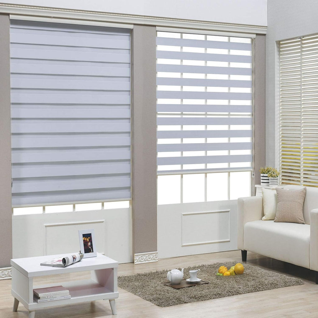 White Cordless Dual Layer Roller Blinds 20" x 72" M2495