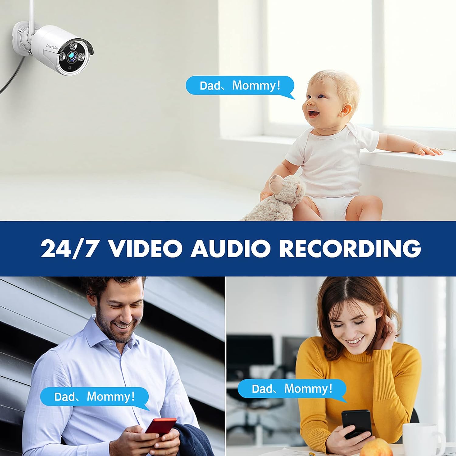 Wireless Security Camera System with 1TB Hard Drive, 1080P, IP66 Weatherproof Indoor Outdoor Camera D8807