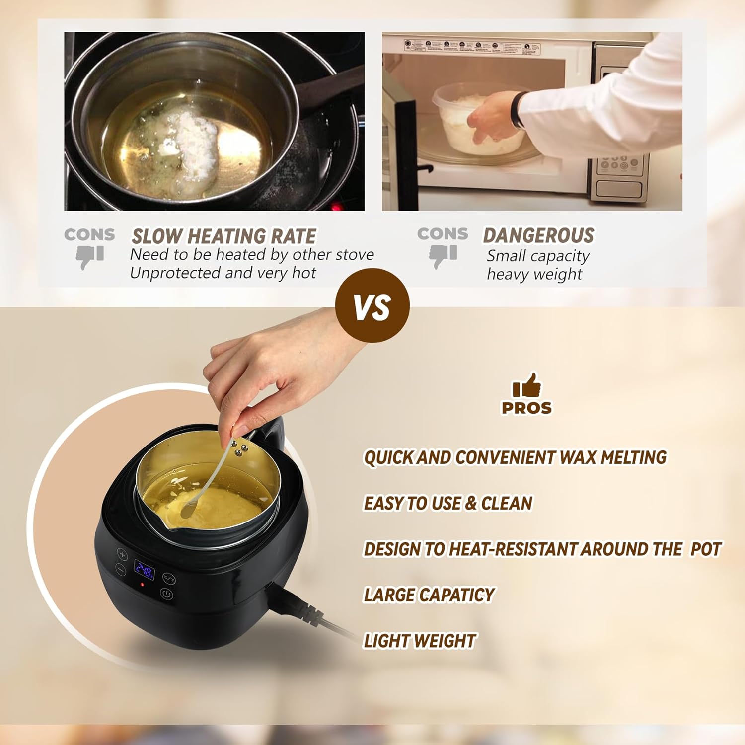 1L 200W Aluminum Wax Melting Pot with Touch Screen Digital Temperature Display K243