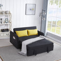Black Velvet Convertible Loveseat Sleeper Sofa Bed with USB T3429