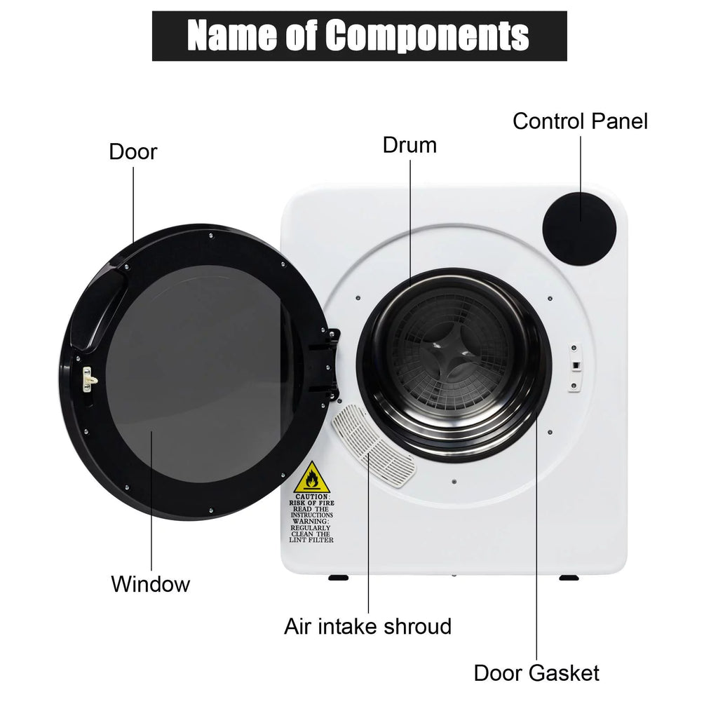 White 3.5 Cu.Ft Stainless Steel Compact Electric Clothes Dryer K354644