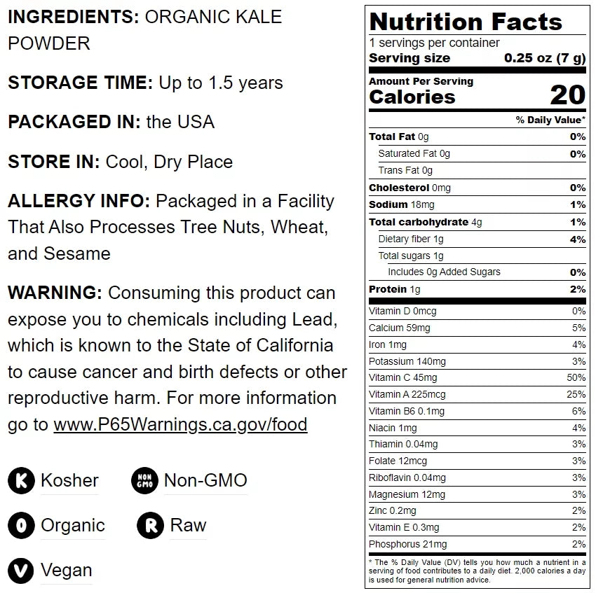 Organic Kale Powder, 4 Pounds V76266