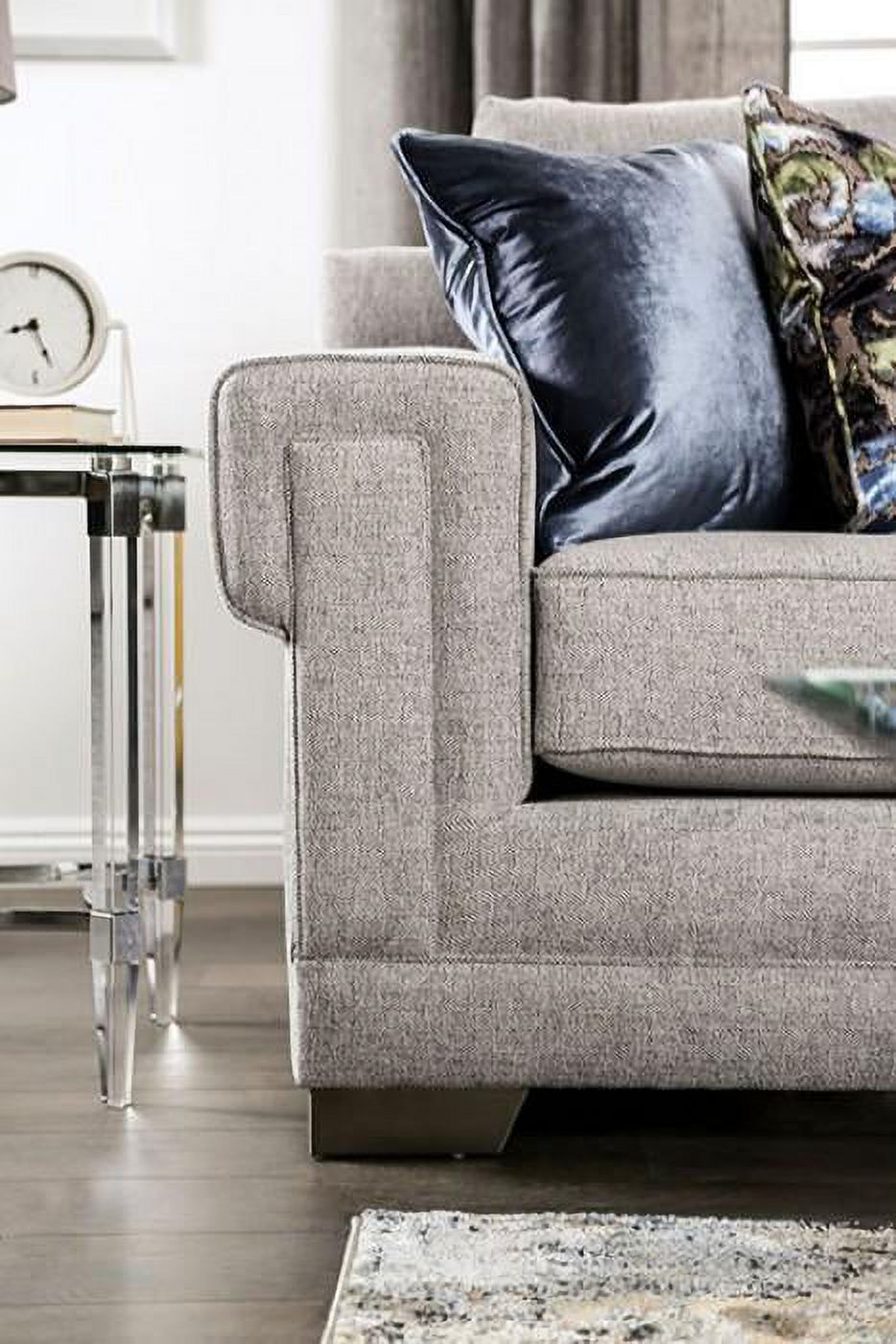 Light Gray Chenille Sofa and Loveseat S7046