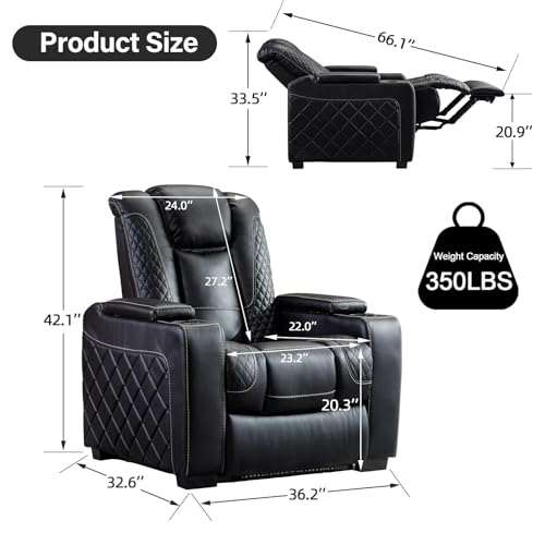 Brown Faux Leather Power Recliner Chair with Adjustable Headrest G4294