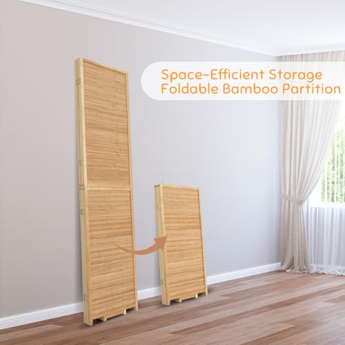 Beige 4 Panel Bamboo Room Divider W1317
