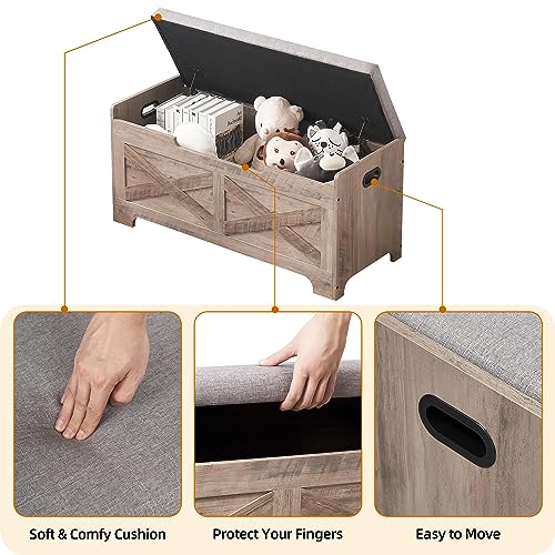 Storage Chest with Safety Hinge Wooden Shoe Bench Y567